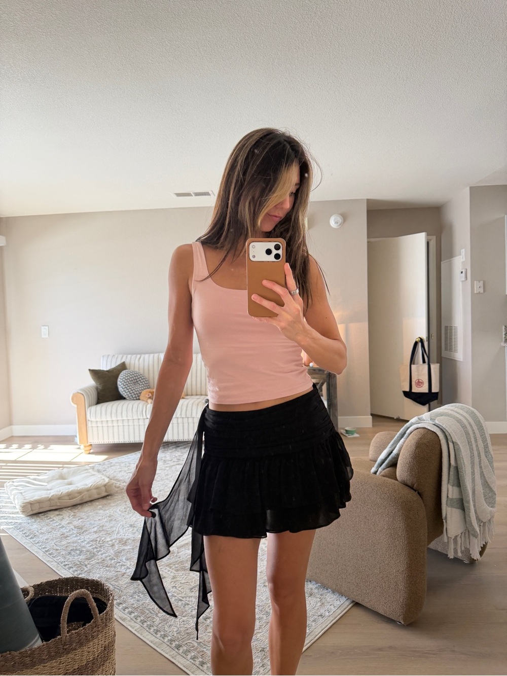 ZARA Black Ruffle Skirt